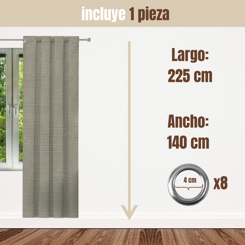 Cortina Jacquard Tradicional 140x225cm Beige-2