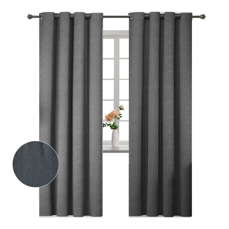 Pack 2 Cortina Jacquard Tradicional 140x225cm Gris Oscuro-0