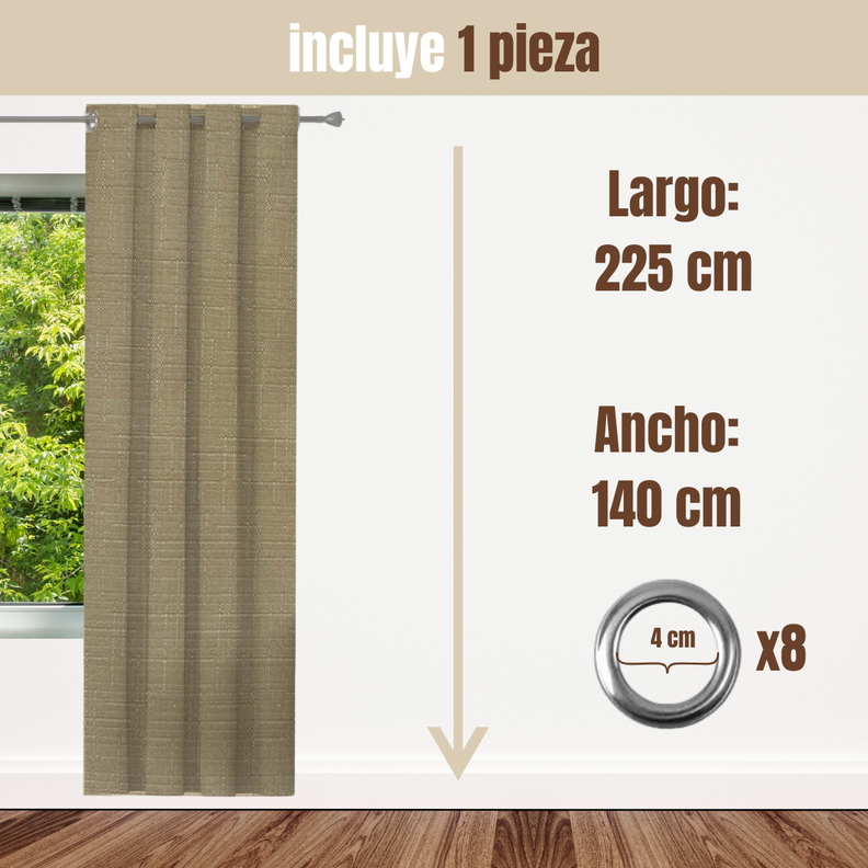 Cortina Jacquard Tradicional 140x225cm Taupe-2