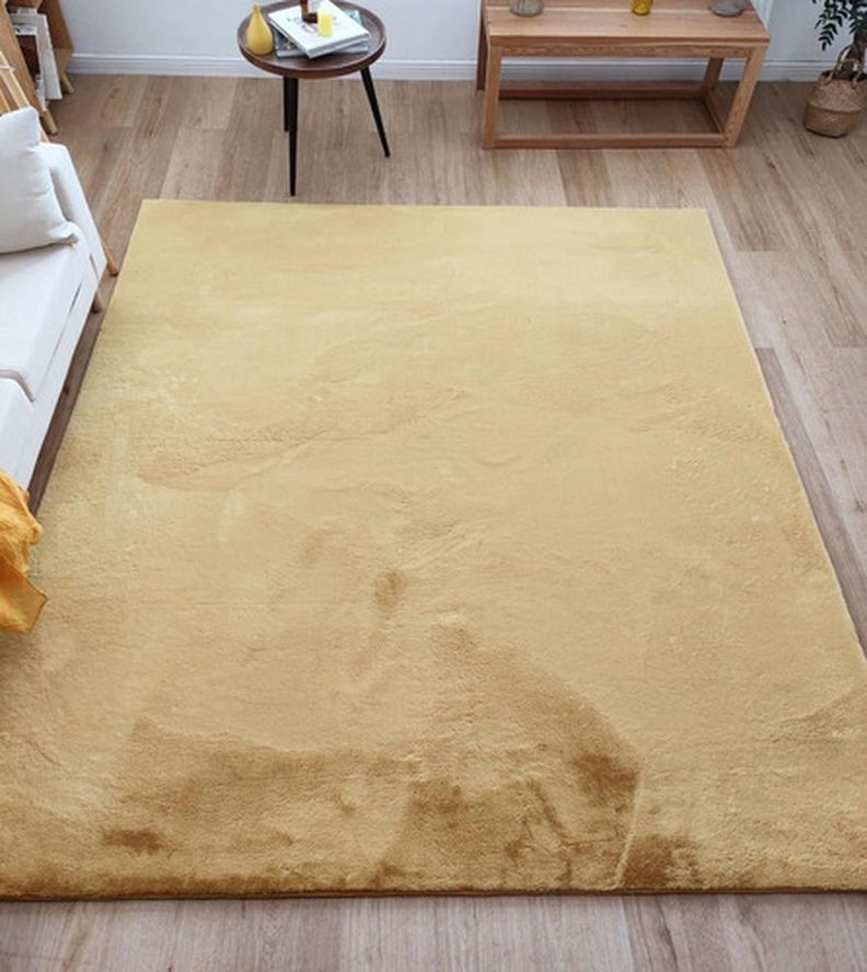 Alfombra Timmy Peluda Extra Suave Amarillo Gold 200x220-1