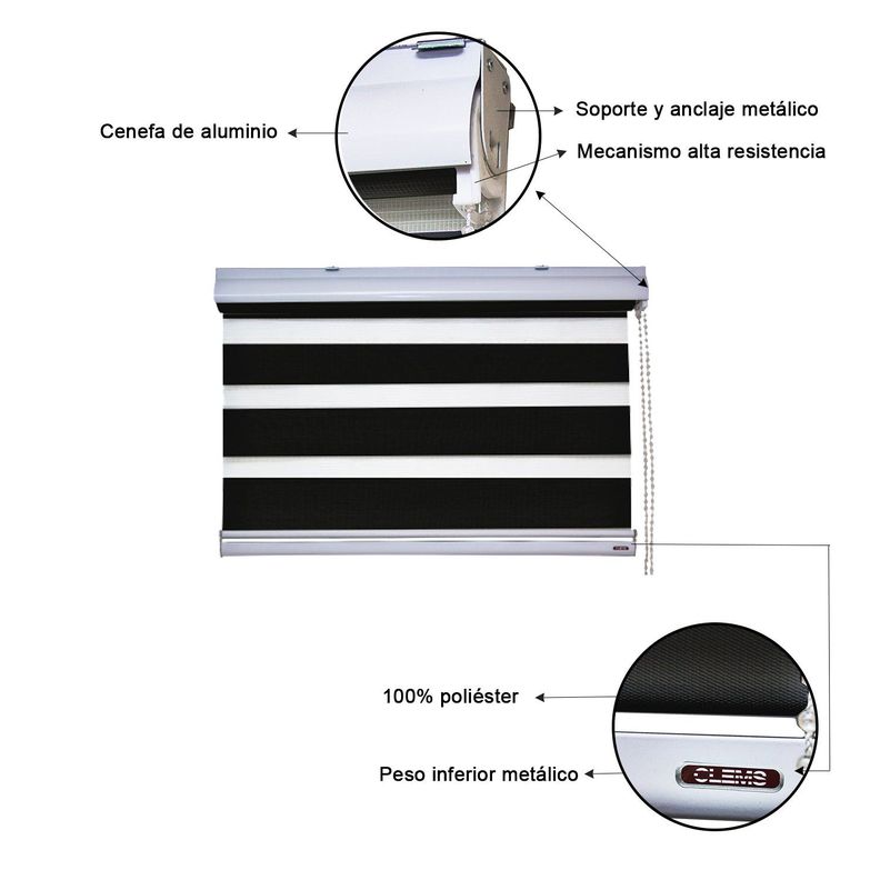 Cortina Roller Duo 060X160 Negro-3