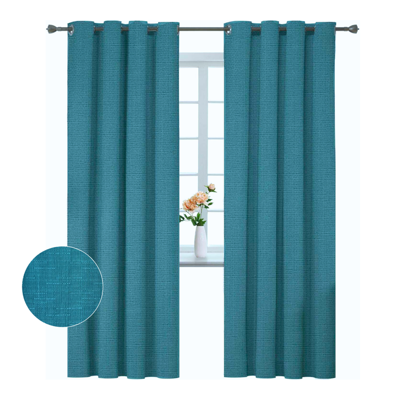 Pack 2 Cortina Jacquard Tradicional 140x225cm Turquesa-0