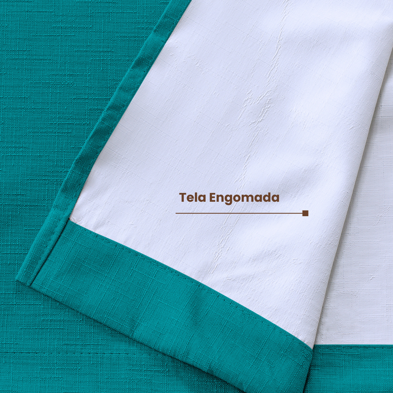 Pack 2 Cortina Jacquard Tradicional 140x225cm Turquesa-6