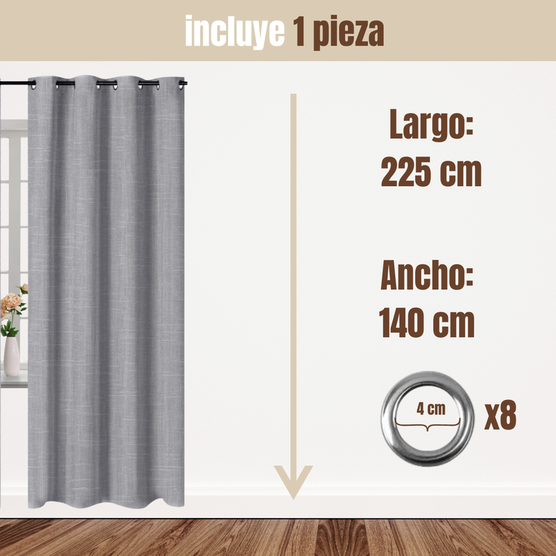 Cortina Jacquard Tradicional 140x225cm Gris Claro-2