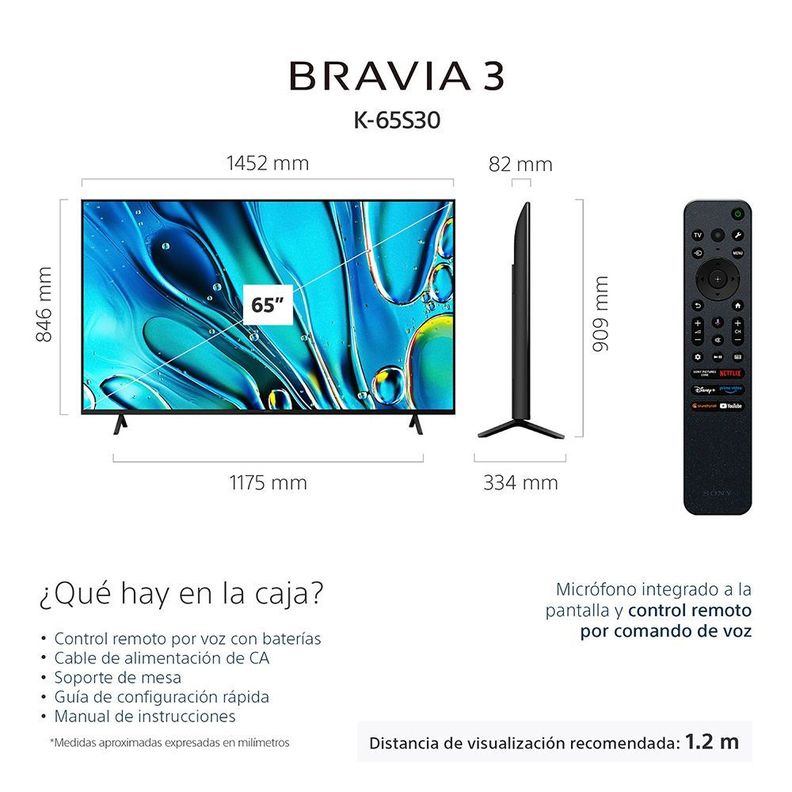 Led smart TV 65" BRAVIA 3 4K HDR K-65S30 -5