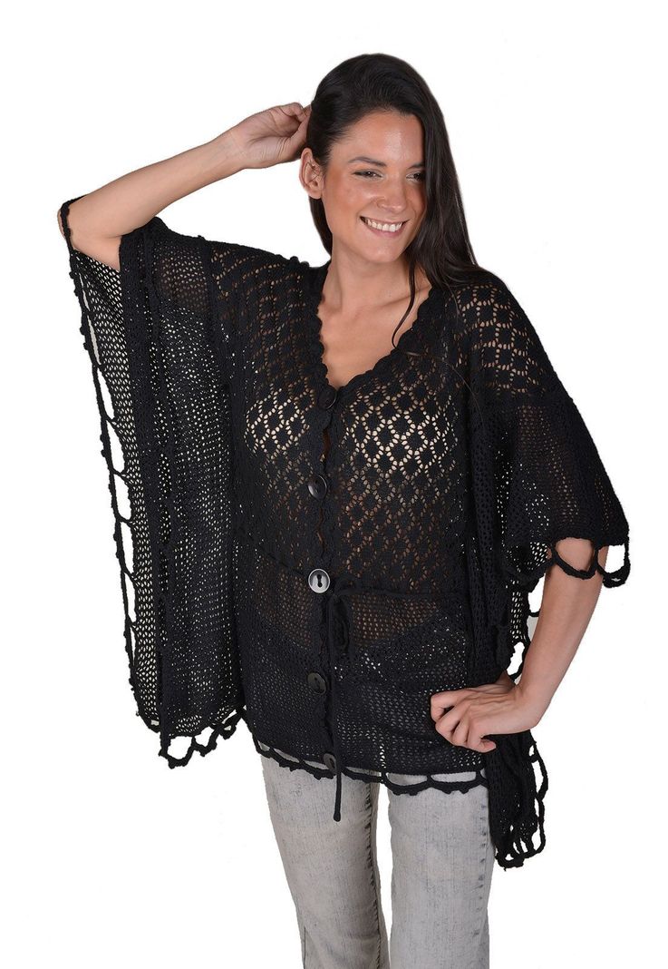 Chaleco Poncho Negro Alexandra Cid-0