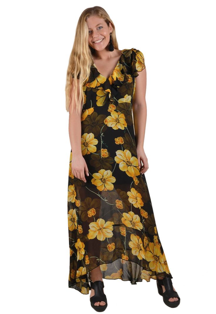 Vestido Chiffon Amarillo Alexandra Cid-0