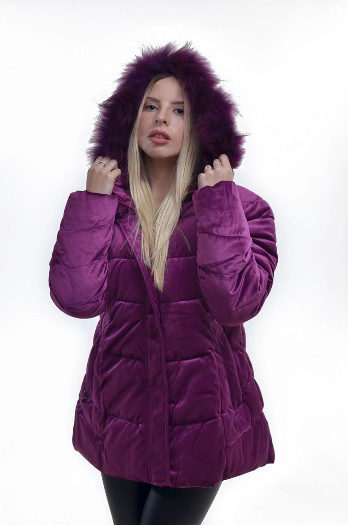 Parka Terciopelo Magenta Alexandra Cid-1