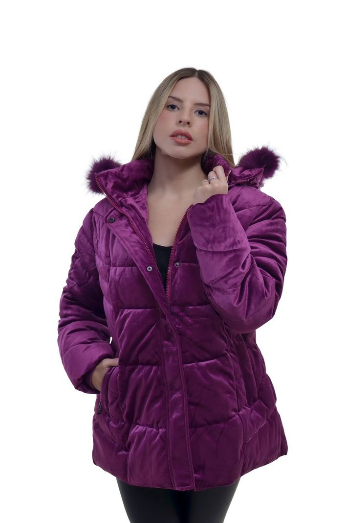 Parka Terciopelo Magenta Alexandra Cid-0