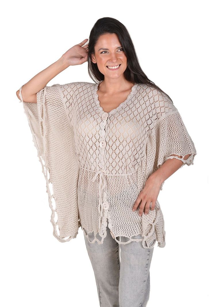 Chaleco Poncho Beige Alexandra Cid-0