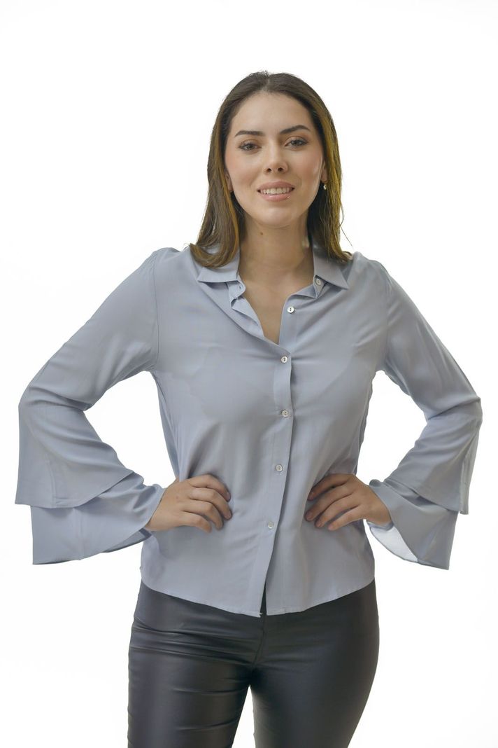 Blusa Manga Vuelos Azul Alexandra Cid-0