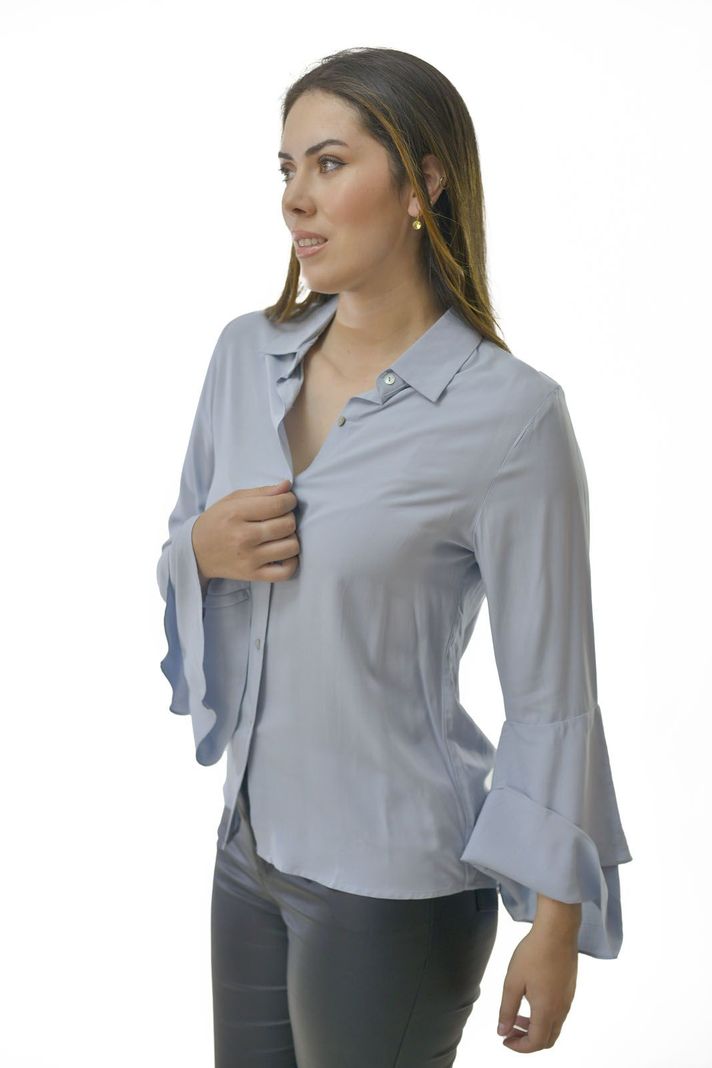 Blusa Manga Vuelos Azul Alexandra Cid-1