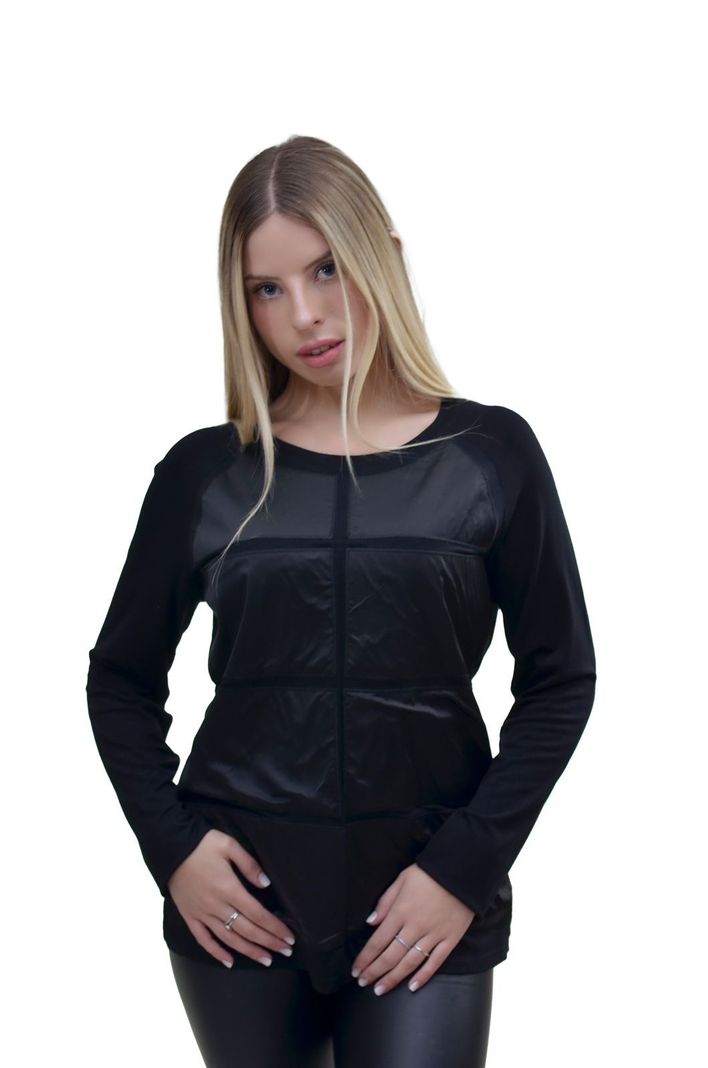 Polera Satin Negro Alexandra Cid-0
