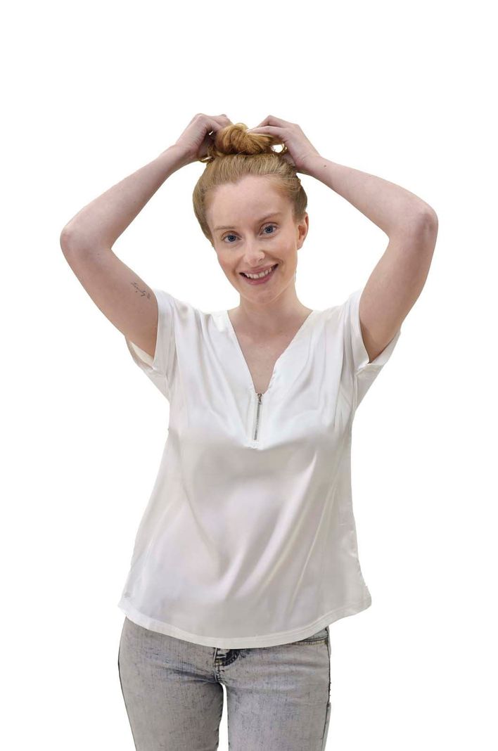 Polera satin cierre crudo Alexandra Cid-0