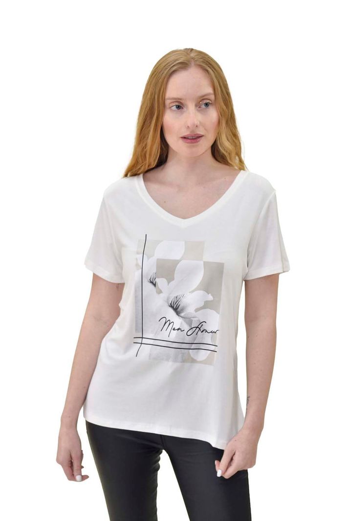 Polera estampada flor crudo Alexandra Cid-0