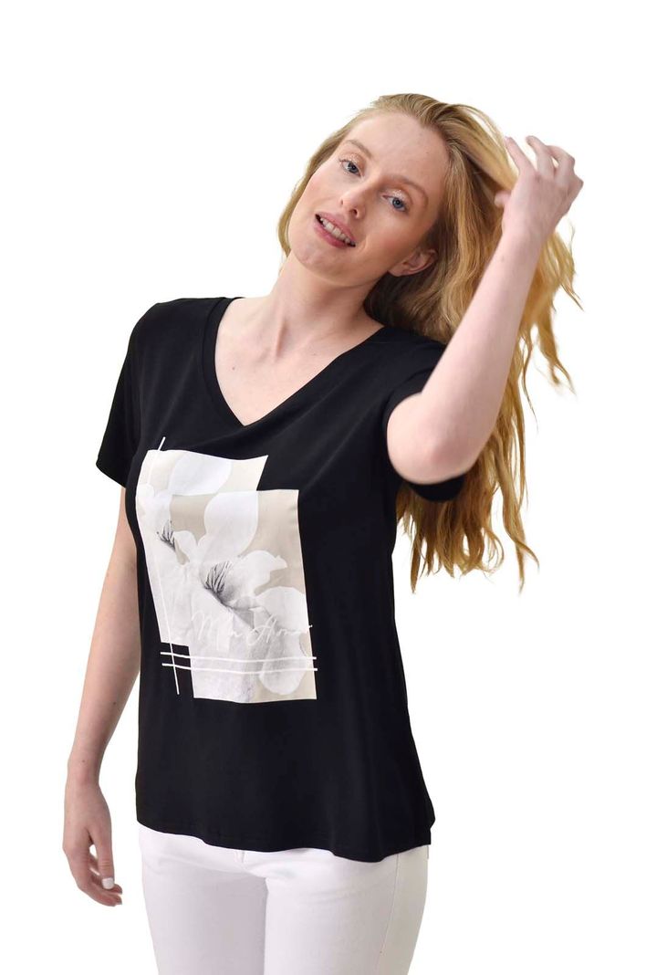 Polera estampada flor negro Alexandra Cid-1