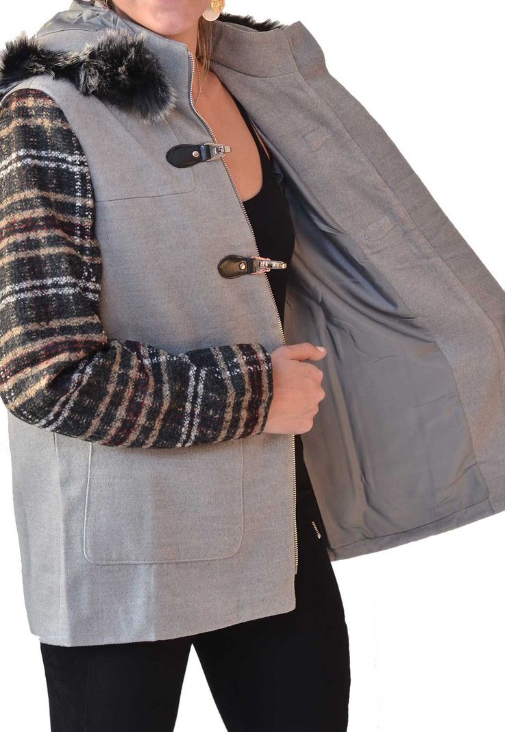 Chaqueton Con Gorro Gris Alexandra Cid-1