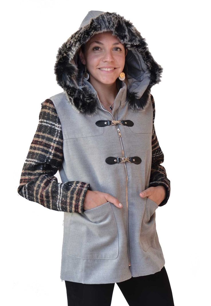 Chaqueton Con Gorro Gris Alexandra Cid-0