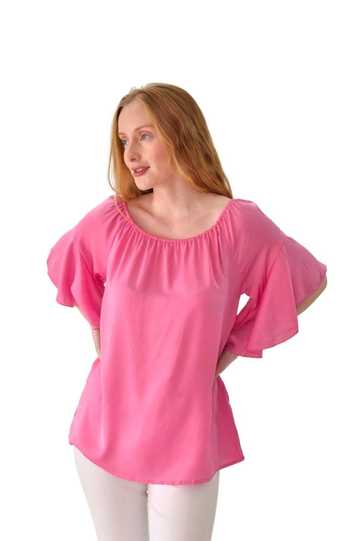 Blusa cuello elasticado fucsia Alexandra Cid-0