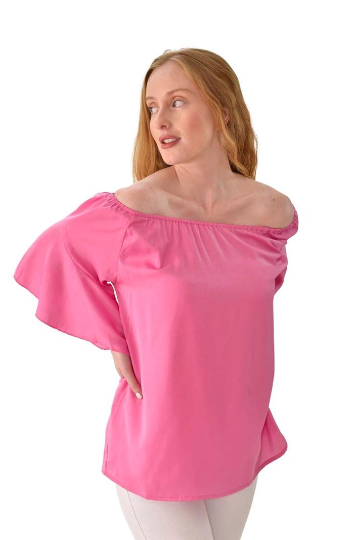 Blusa cuello elasticado fucsia Alexandra Cid-1