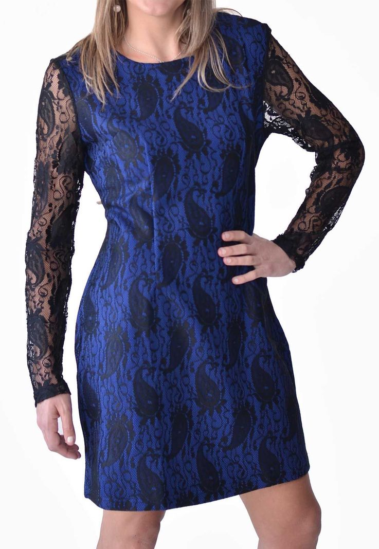 Vestido Encaje Azul Alexandra Cid-0