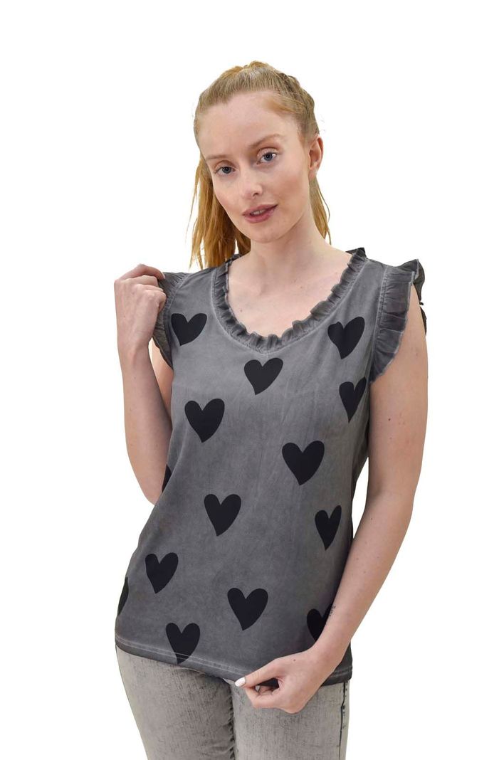Polera vuelos gris Alexandra Cid-0