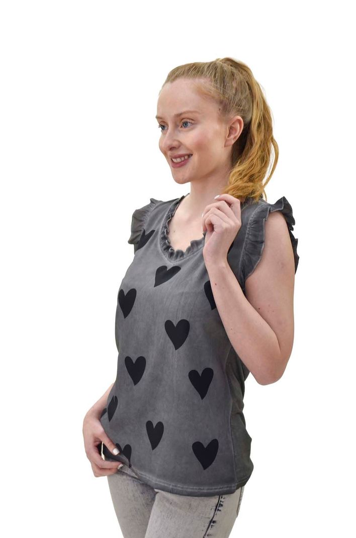 Polera vuelos gris Alexandra Cid-1