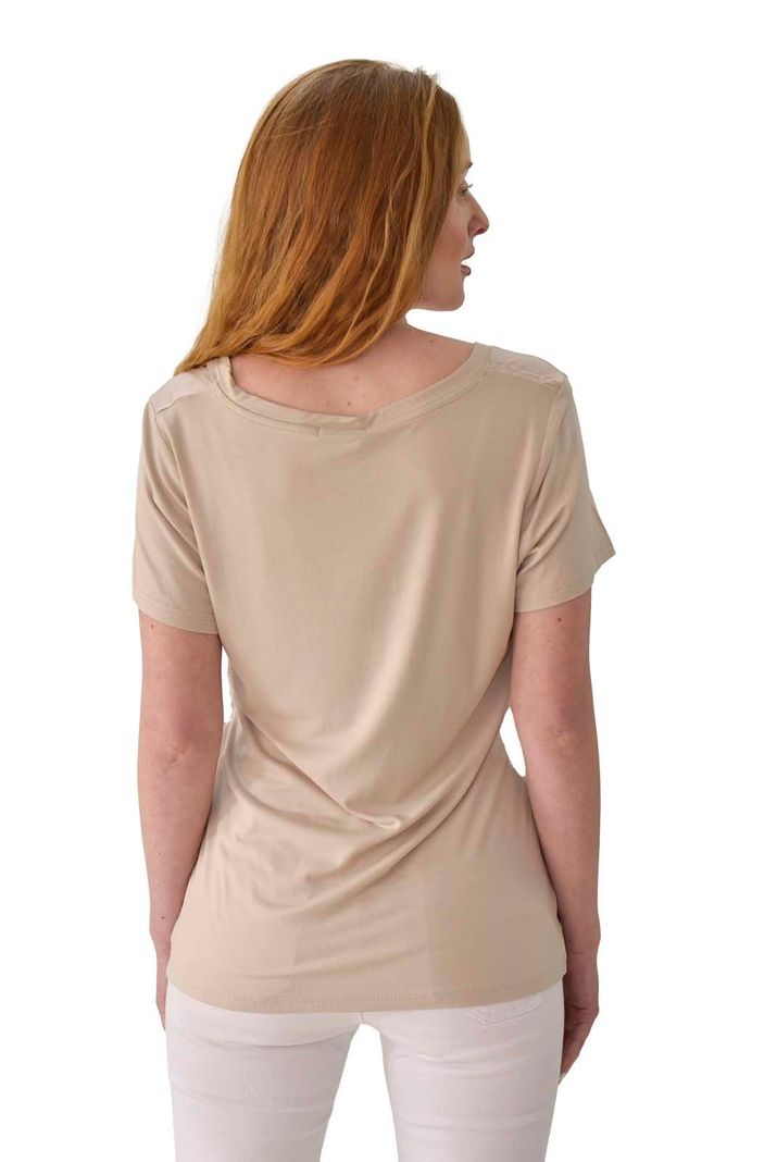 Polera satin estampada beige Alexandra Cid-2