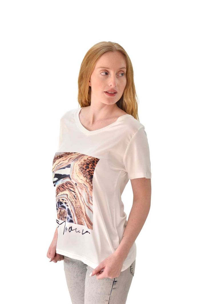Polera satin estampada crudo Alexandra Cid-1