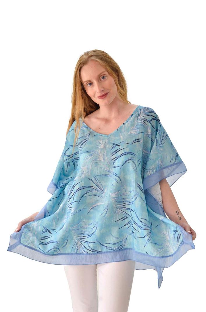 Blusa pañoleta lino azul Alexandra Cid-0