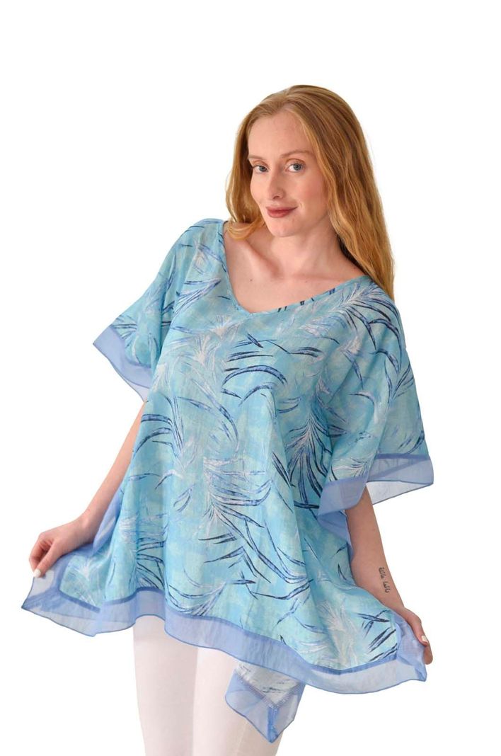 Blusa pañoleta lino azul Alexandra Cid-1