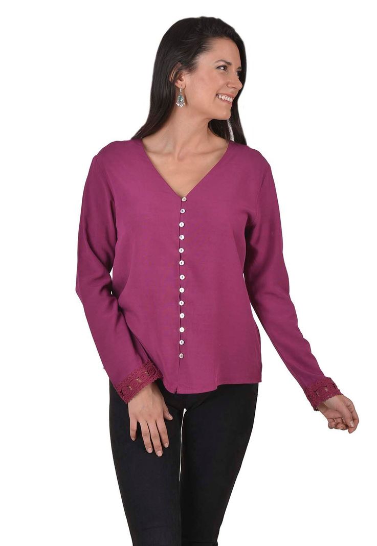 Blusa Abotonada V Magenta Alexandra Cid-0