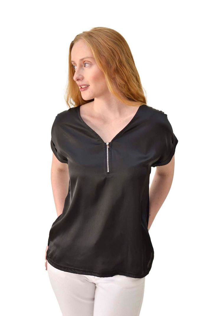 Polera satin cierre negro Alexandra Cid-0