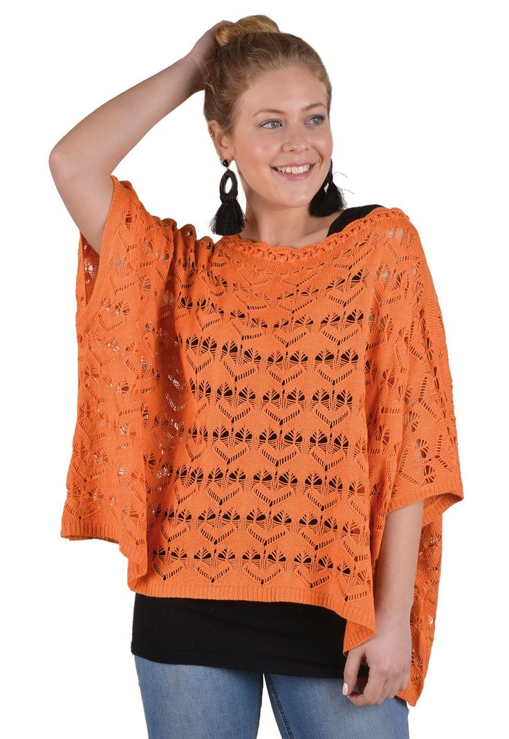 Poncho Corto Hilo Naranjo Alexandra cid-0