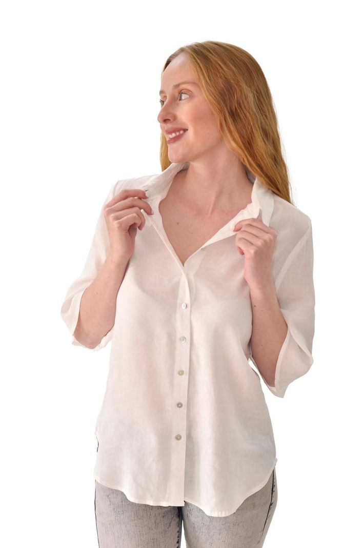 Blusa camisera manga corta crudo Alexandra Cid-0