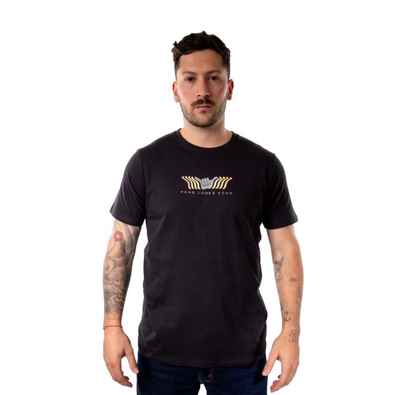 Polera Manga Corta Hombre Echo Negro Hang Loose-0