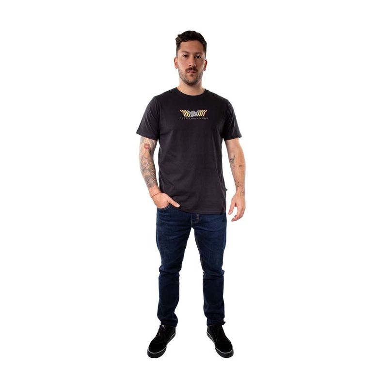Polera Manga Corta Hombre Echo Negro Hang Loose-5