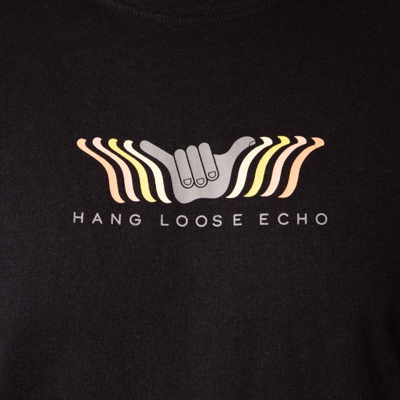 Polera Manga Corta Hombre Echo Negro Hang Loose-1