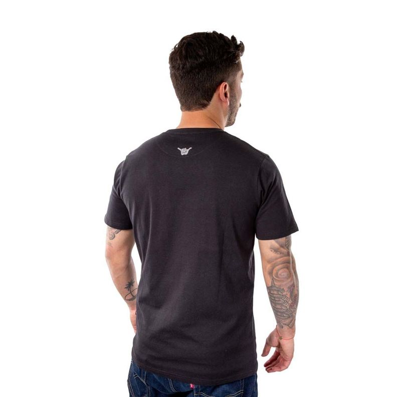 Polera Manga Corta Hombre Echo Negro Hang Loose-2