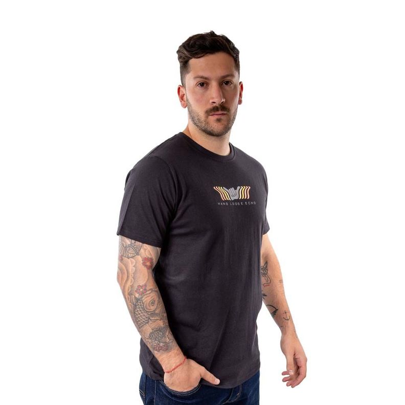 Polera Manga Corta Hombre Echo Negro Hang Loose-3