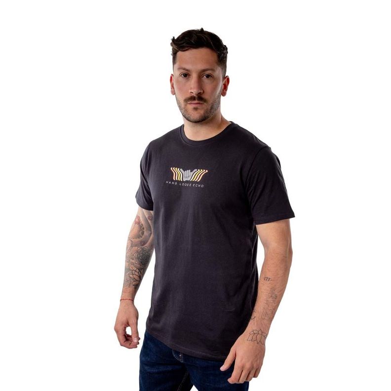 Polera Manga Corta Hombre Echo Negro Hang Loose-4