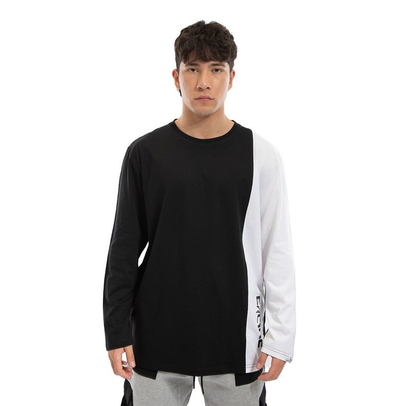 Polera Cac1ke Manga Larga Negro Blanco-0