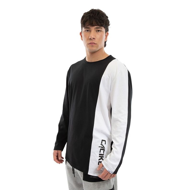 Polera Cac1ke Manga Larga Negro Blanco-2