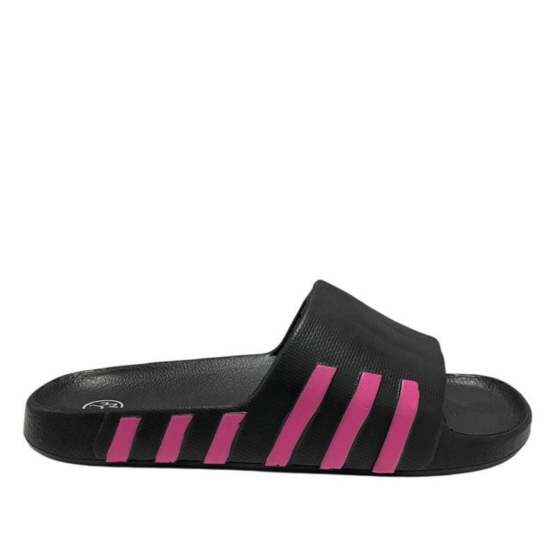 Sandalia Mujer Strips Negro Fucsia-0