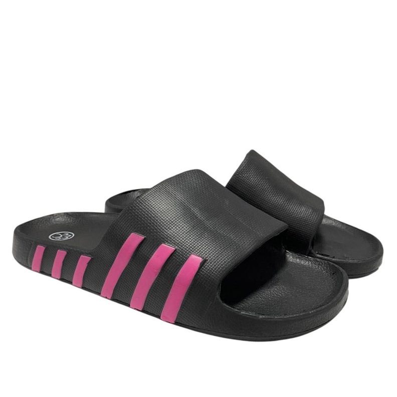 Sandalia Mujer Strips Negro Fucsia-2