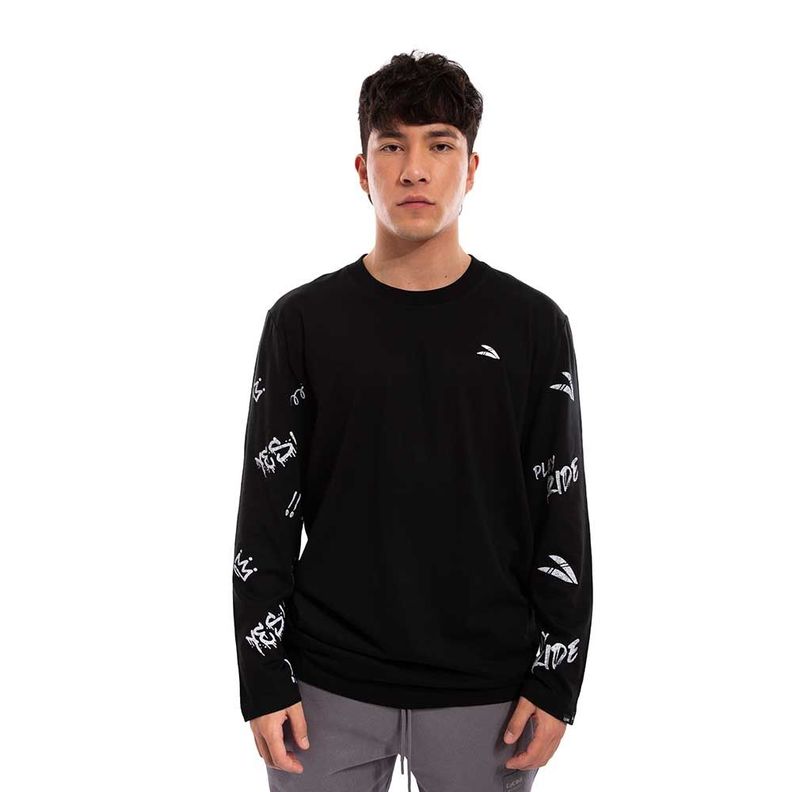 Polera Cac1ke Manga Larga Estampada Negro-0