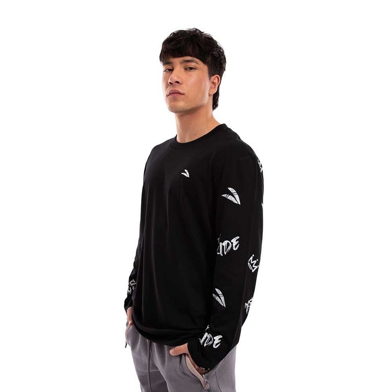 Polera Cac1ke Manga Larga Estampada Negro-2