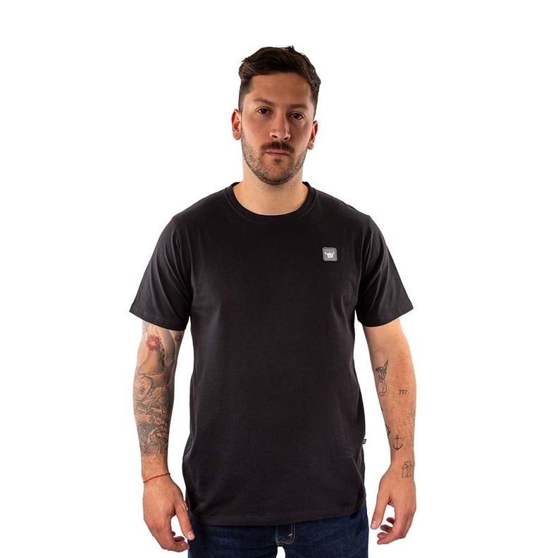 Polera Manga Corta Hombre Minilogo Negro Hang Loose-0