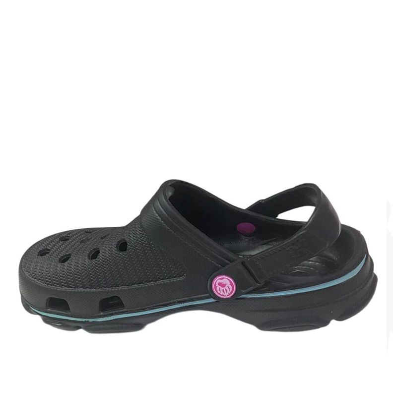 Sandalia Mujer Zueco Negro Fucsia Gougar-1