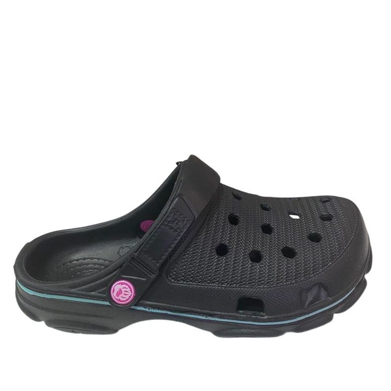 Sandalia Mujer Zueco Negro Fucsia Gougar-0